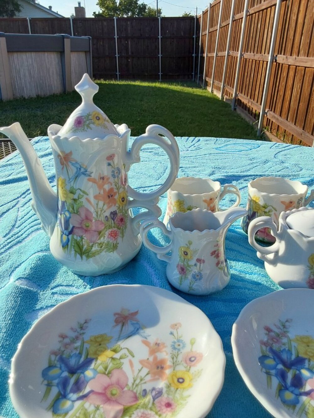 VINTAGE HAND PAINTED FLORAL TEA SERVING SET - Picture 2 of 16